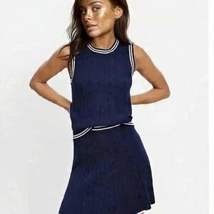 LOFT Dark Blue Top and Skirt Ensemble